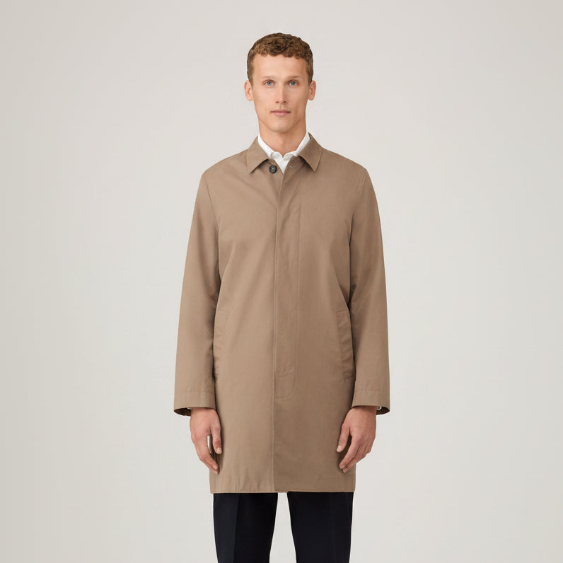 Mac mi-long doublé imperméable en coton pour homme - Beige Pierre