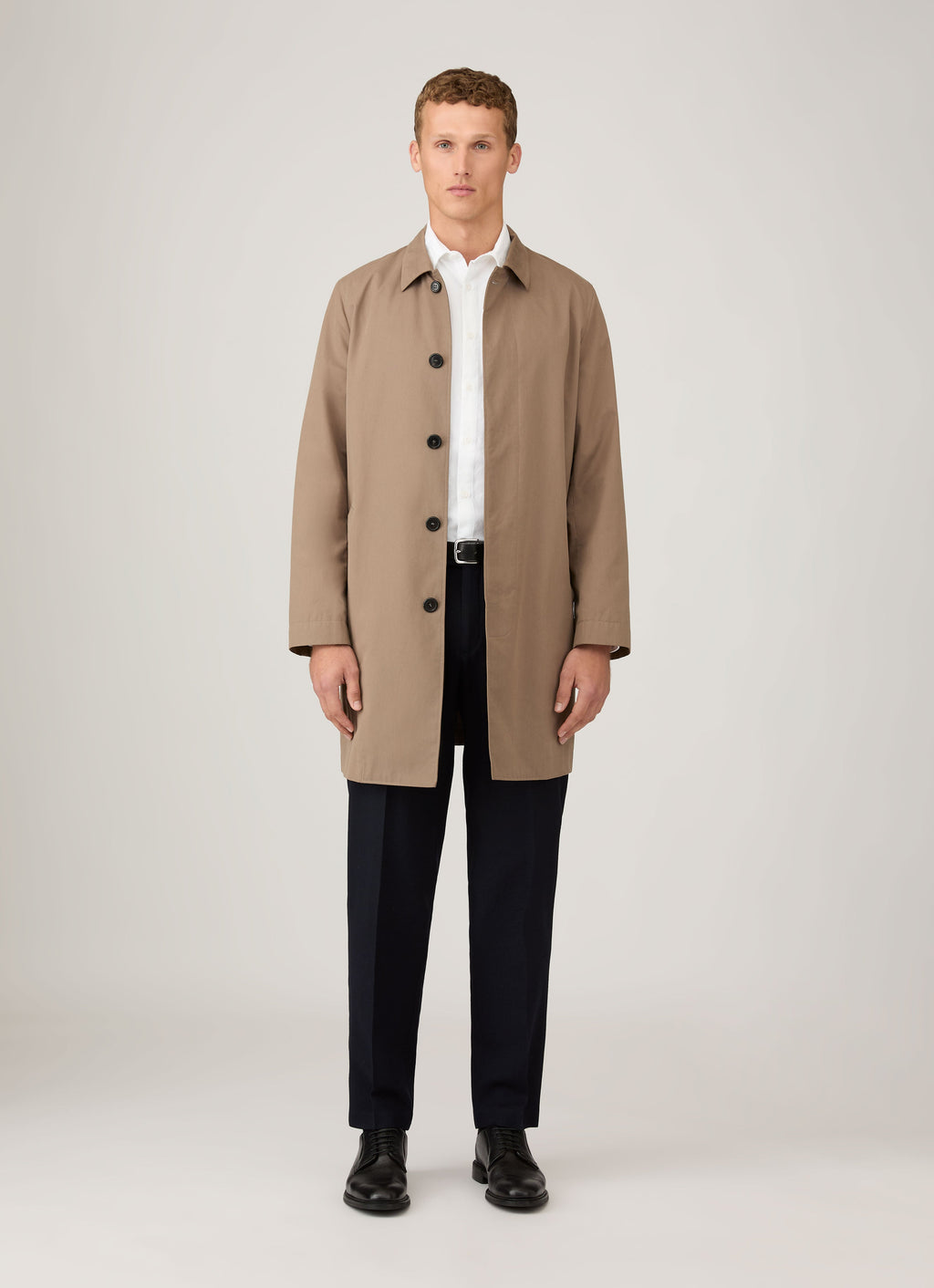 Mac mi-long doublé imperméable en coton pour homme - Beige Pierre
