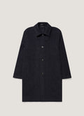 Pardessus droit en agneau, tweed marine, boutons en corne