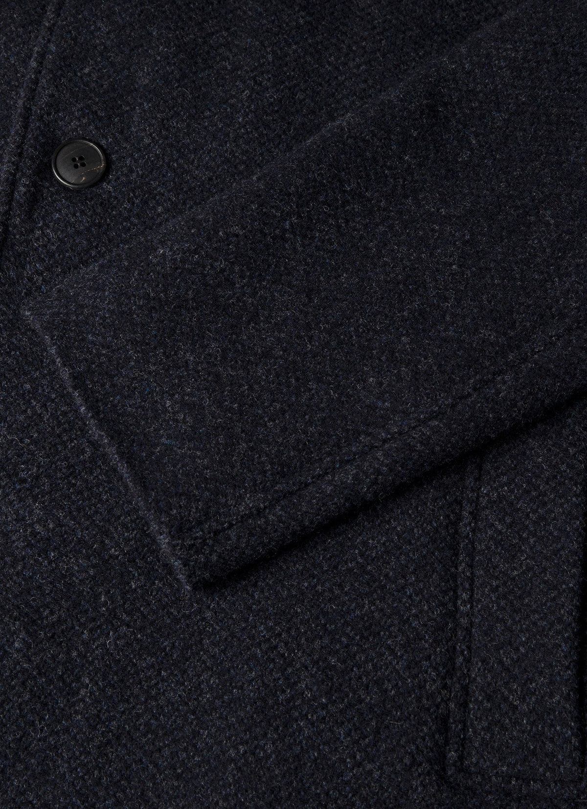 Pardessus droit en agneau, tweed marine, boutons en corne