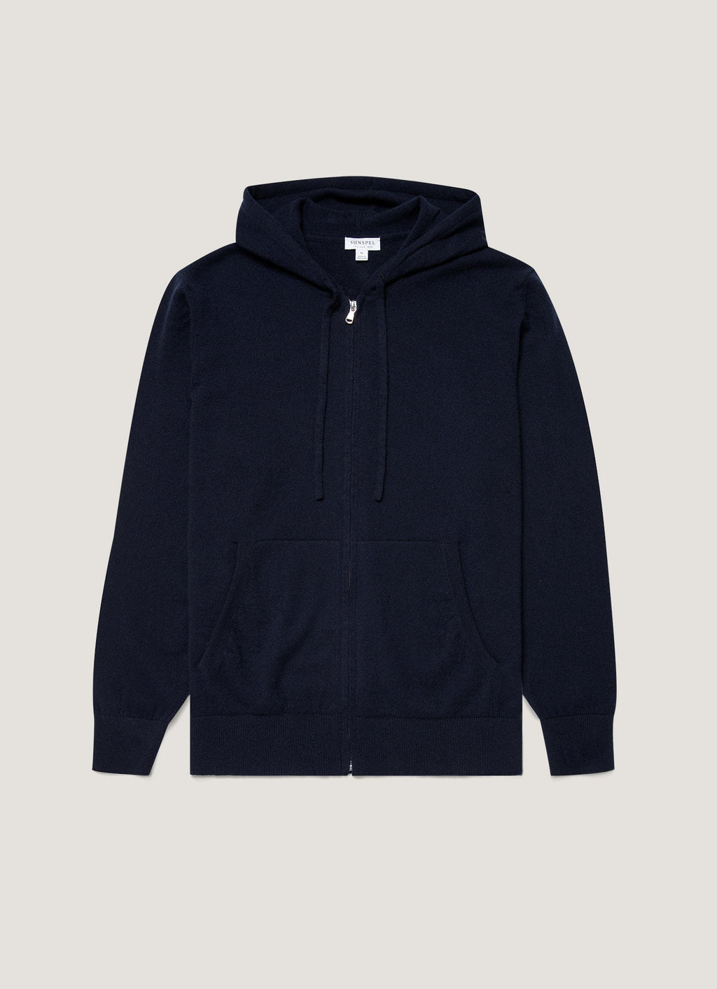 Sweat à capuche zippé en cachemire bleu marine pour homme avec poches plaquées Coupe droite