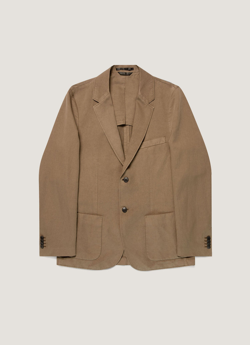 Blazer déstructuré en coton et lin marron cèdre foncé, veste à simple boutonnage deux boutons