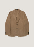 Blazer déstructuré en coton et lin marron cèdre foncé, veste à simple boutonnage deux boutons