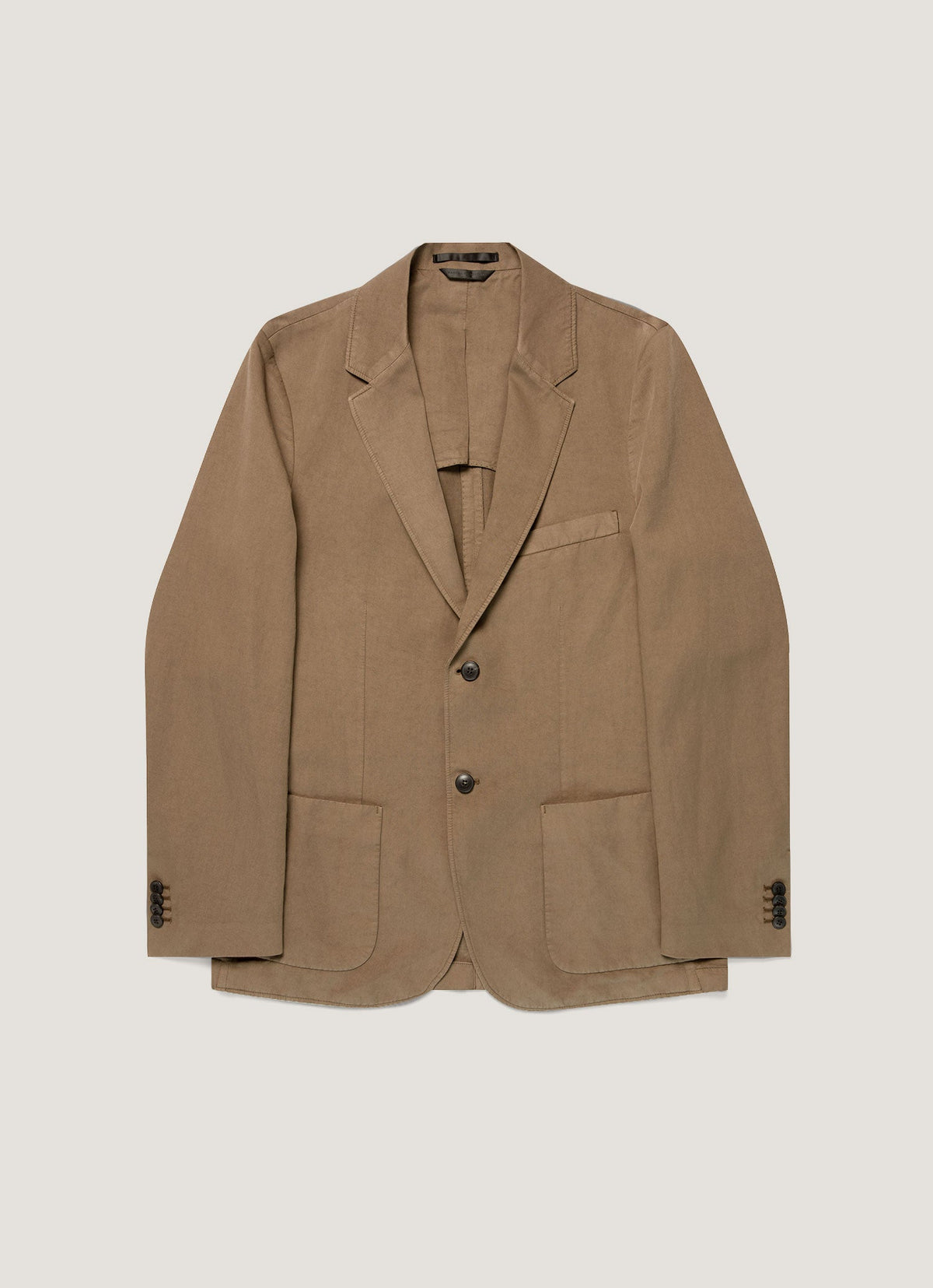 Blazer déstructuré en coton et lin marron cèdre foncé, veste à simple boutonnage deux boutons