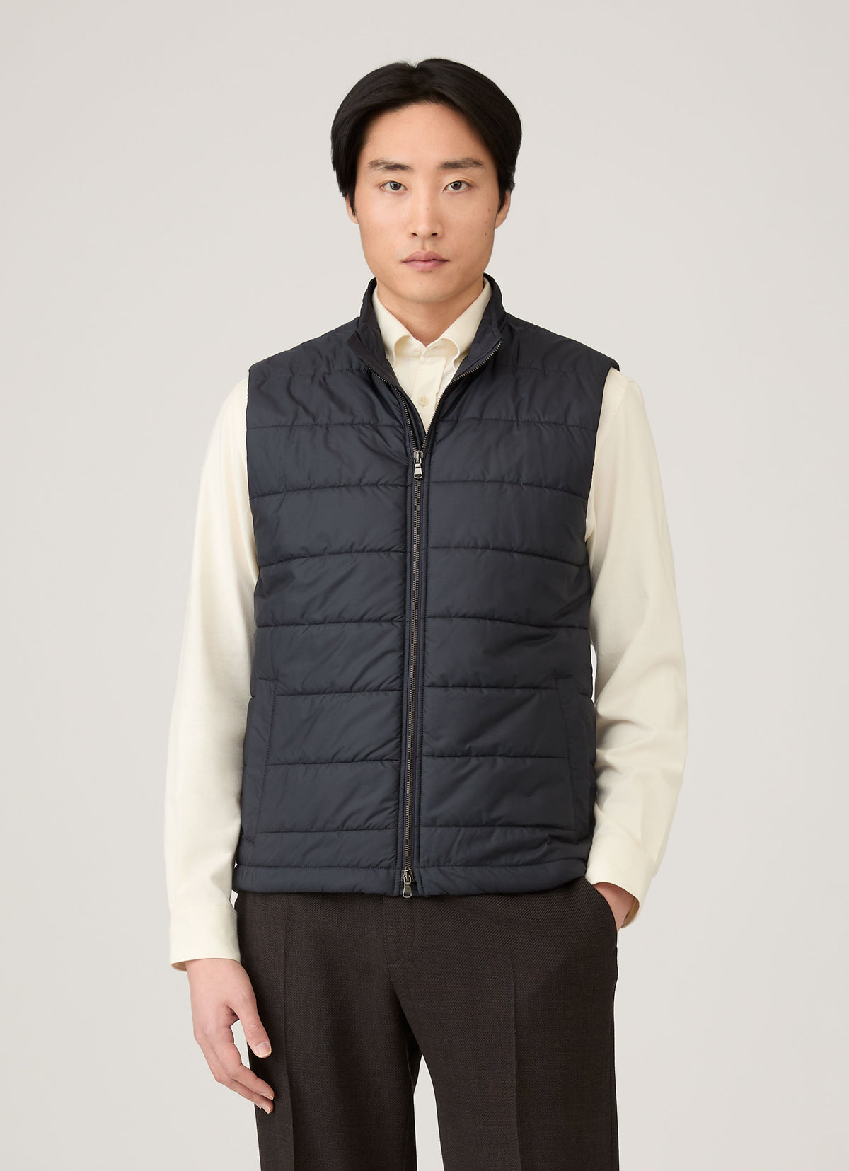 Gilet matelassé sans manches pour homme en bleu marine foncé