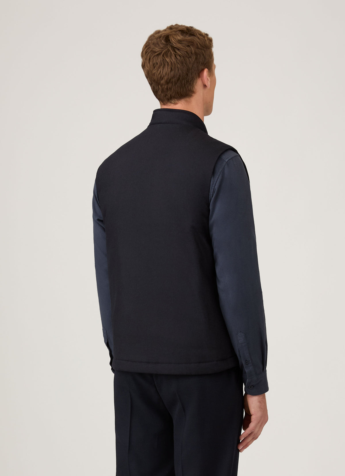Gilet sans manches zippé en cachemire et laine mérinos bleu marine pour homme