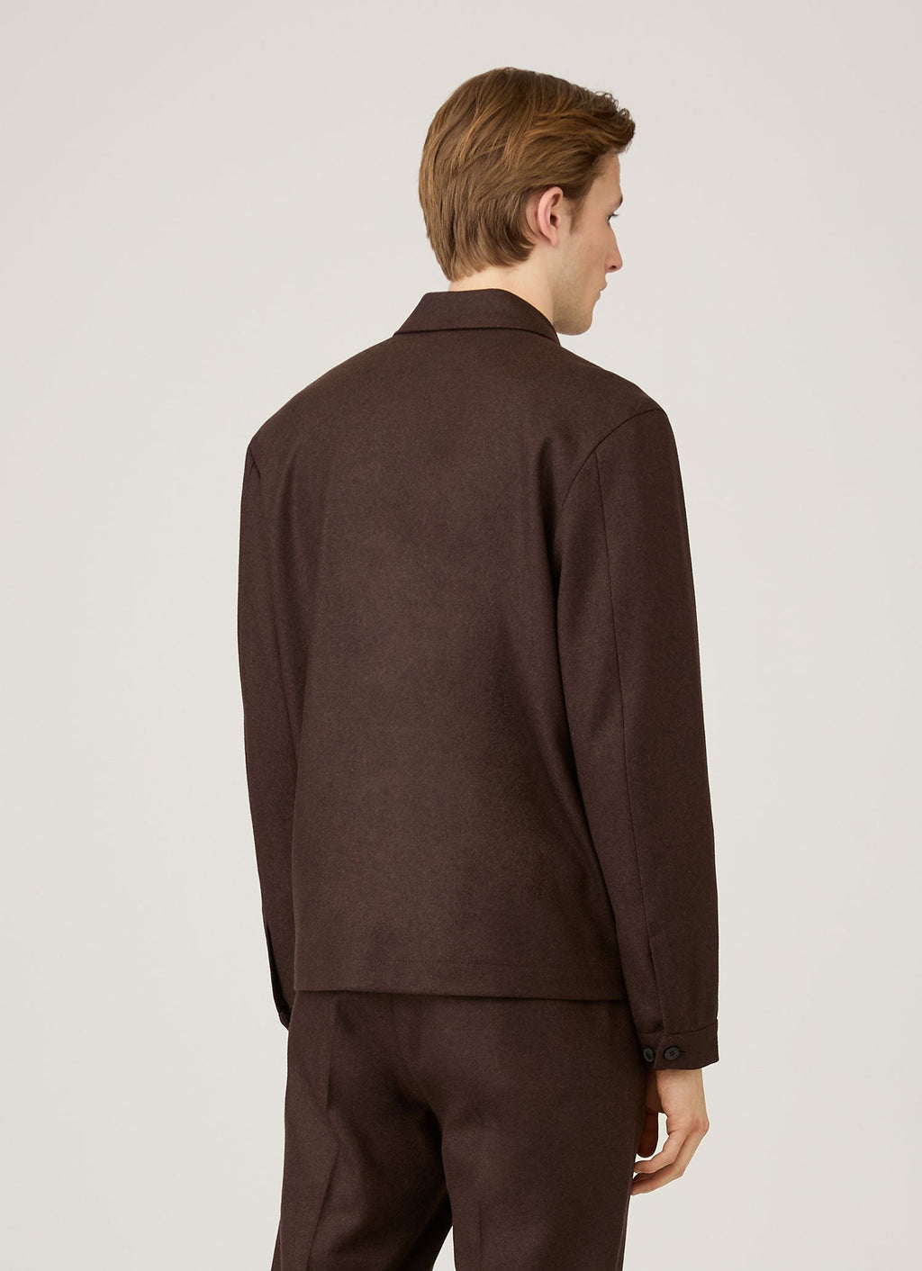 Blouson Harrington zippé en laine bouillie truffe entièrement doublé