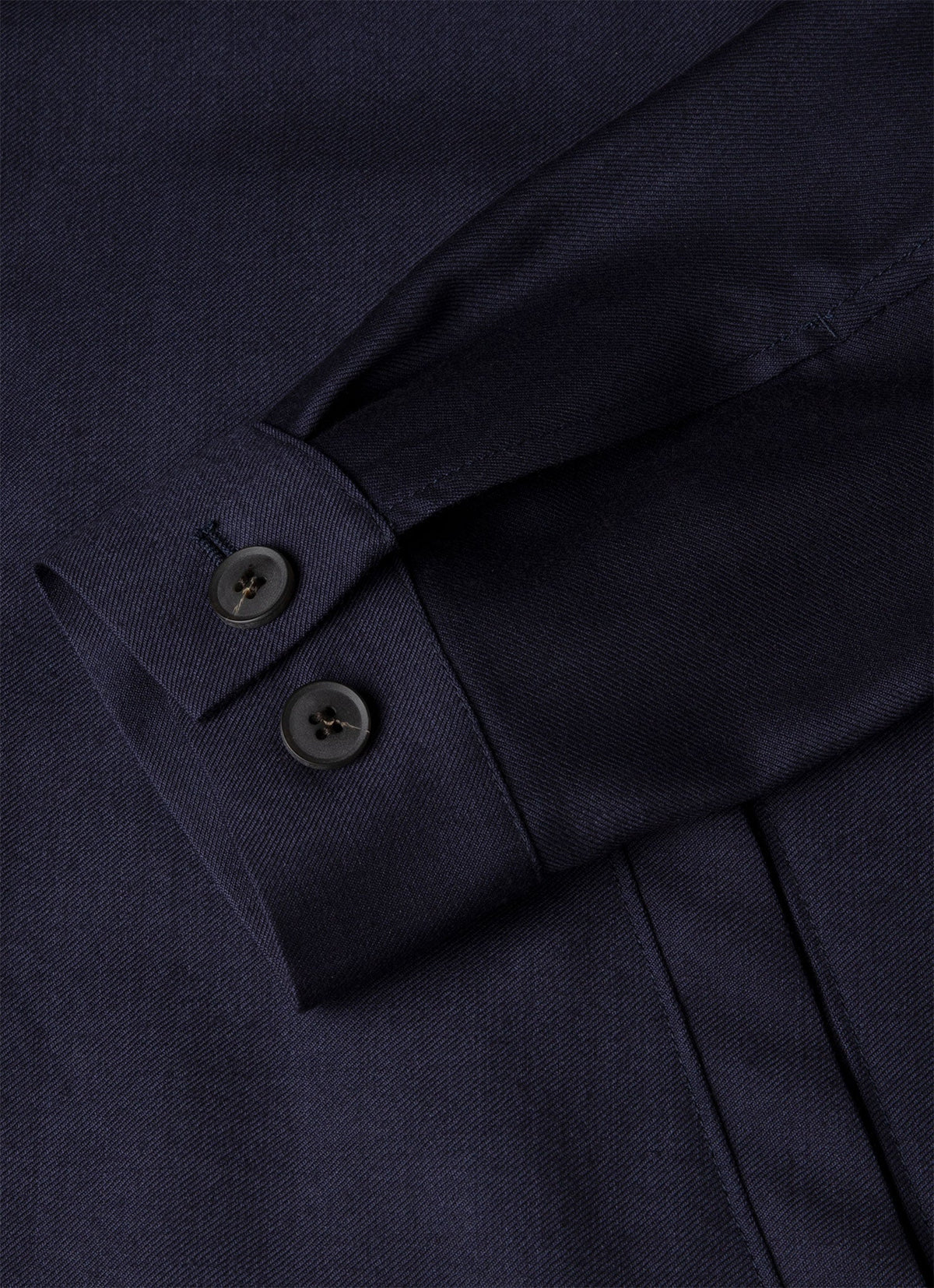 Veste boutonnée en sergé de laine bleu marine non structurée, demi-doublée, poches passepoilées