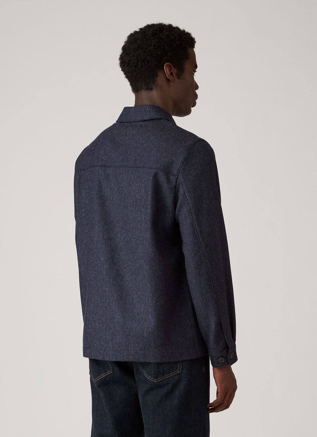 Veste de travail en sergé de laine coupe droite bleu ardoise mélangé