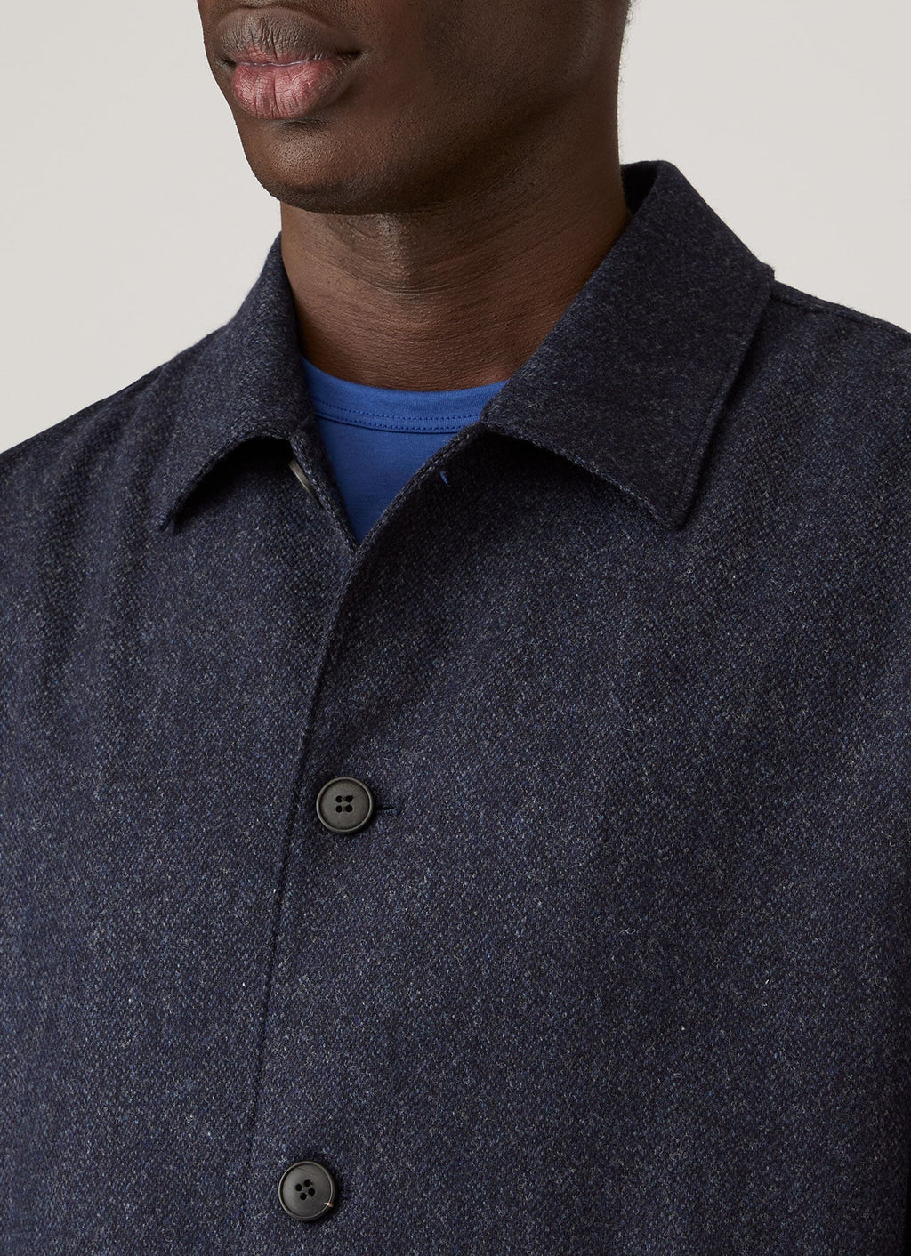 Veste de travail en sergé de laine coupe droite bleu ardoise mélangé