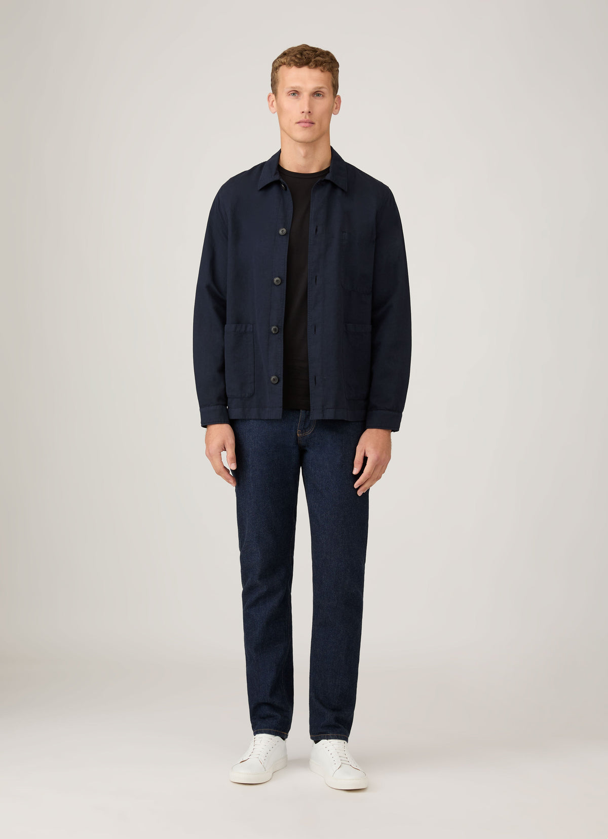 Jean coupe droite délavage foncé Regular Fit bleu marine