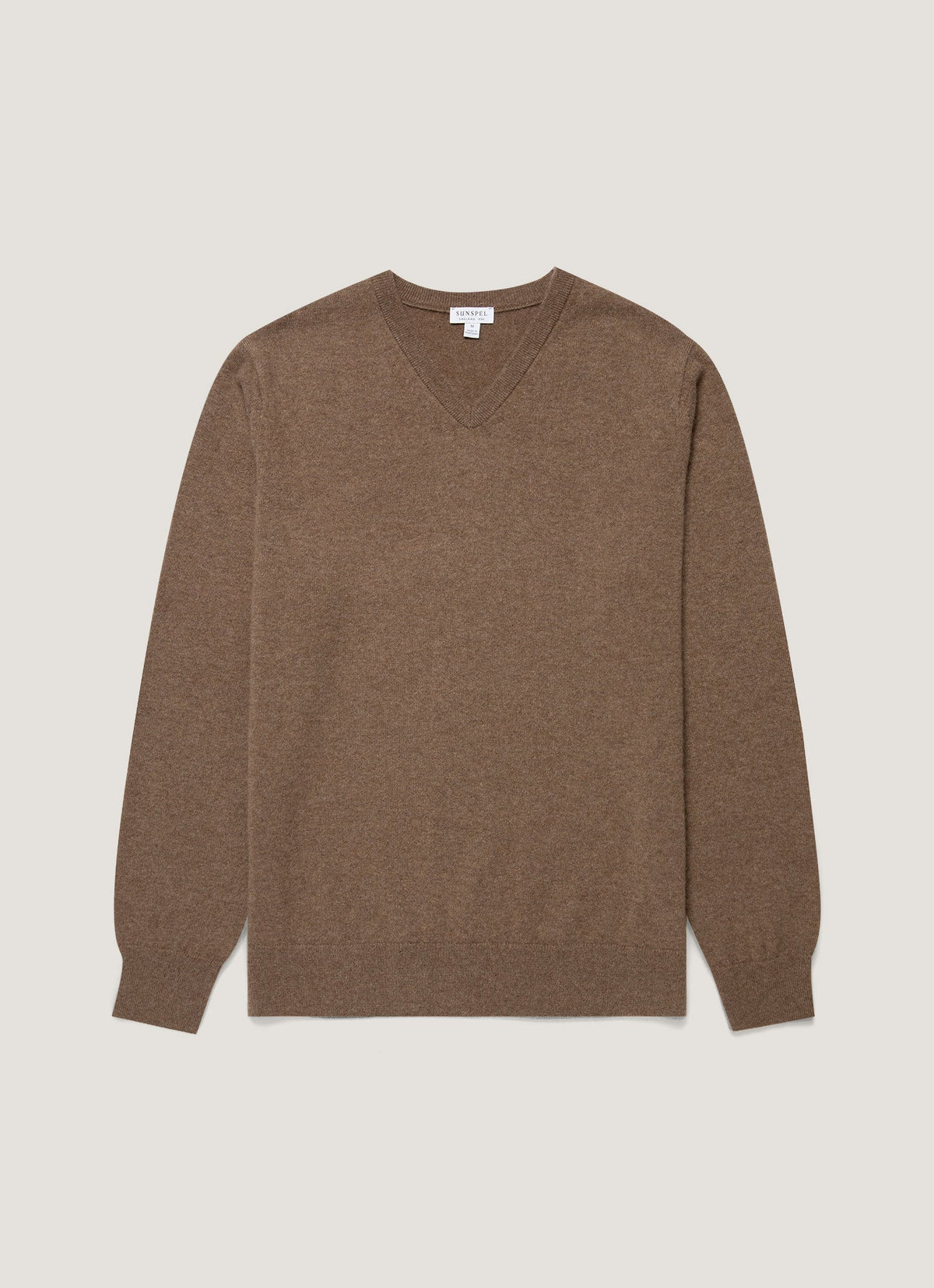 Pull col V en cachemire coupe droite taupe chaud