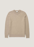 Pull en laine mérinos col rond coupe droite tissage fantaisie beige pierre