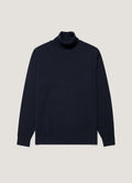 Pull col roulé en cachemire de catégorie A pour homme, coupe droite, bleu marine