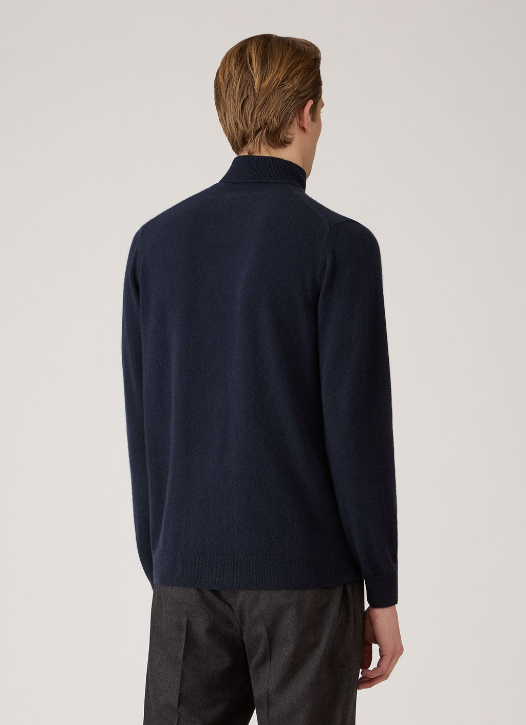 Pull col roulé en cachemire de catégorie A pour homme, coupe droite, bleu marine