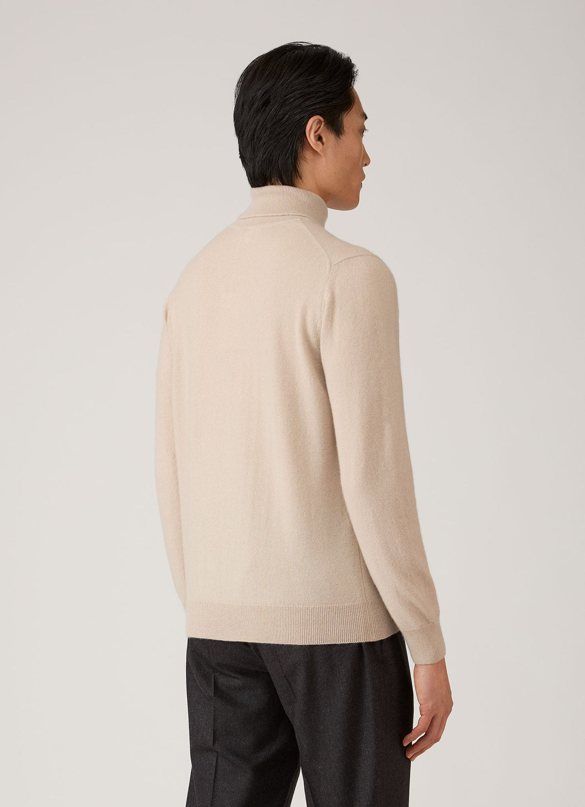 Pull col roulé 100 % Cachemire pour homme Coupe droite Crème Blanc cassé Maille
