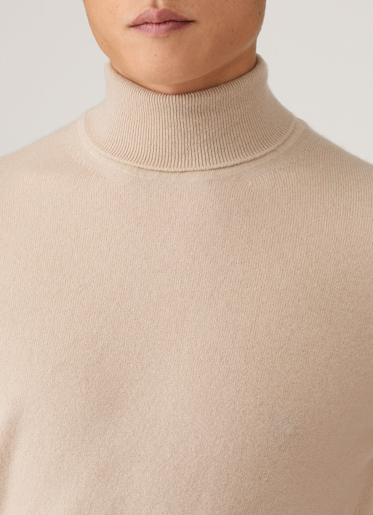 Pull col roulé 100 % Cachemire pour homme Coupe droite Crème Blanc cassé Maille