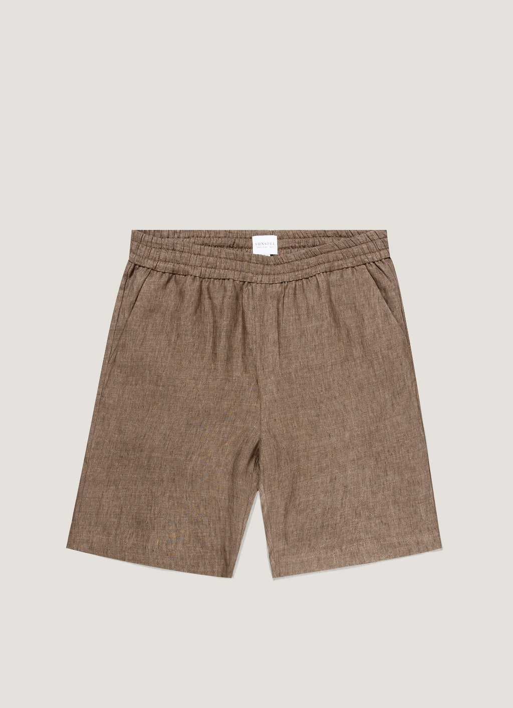 Shorts en lin décontracté avec cordon de serrage, taille élastique, marron, décontracté, été