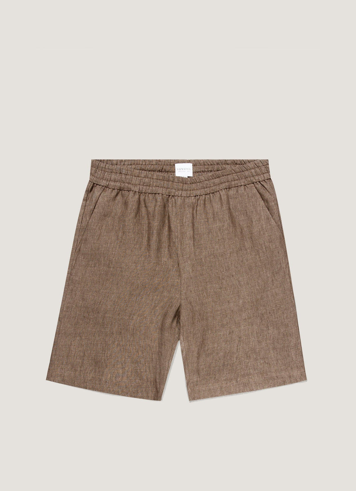 Shorts en lin décontracté avec cordon de serrage, taille élastique, marron, décontracté, été