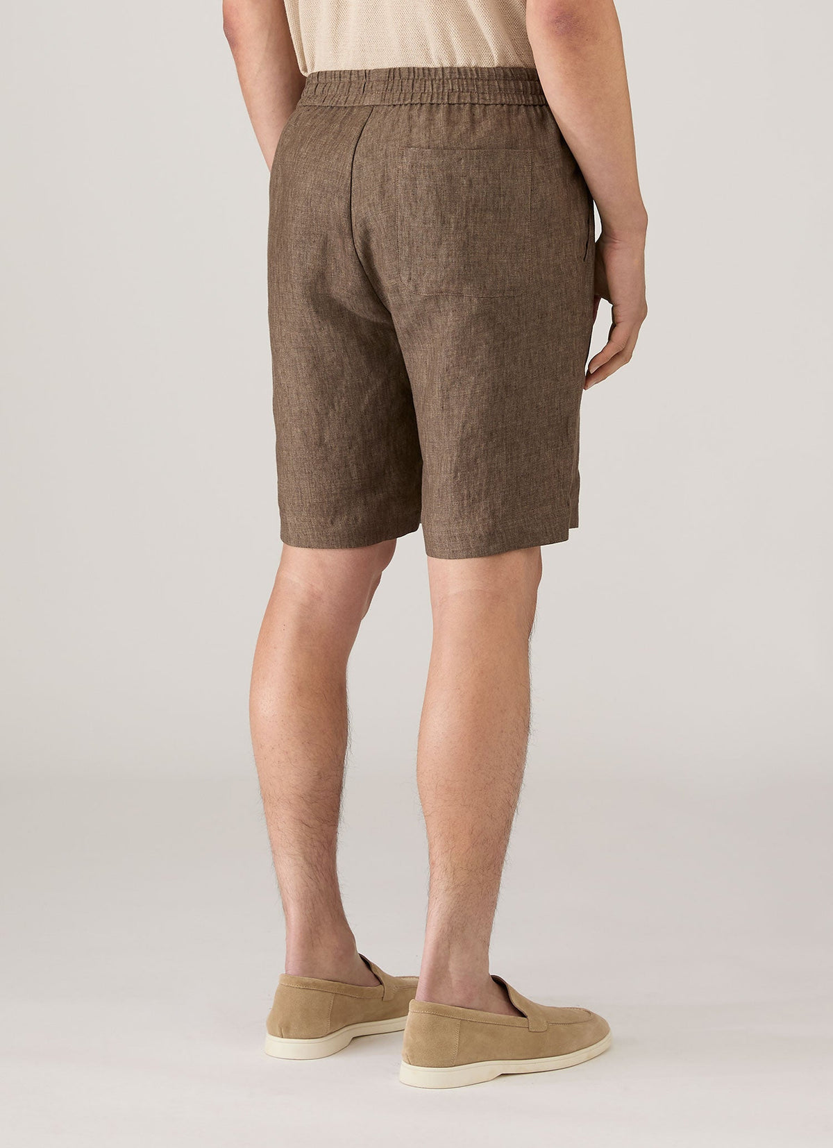 Shorts en lin décontracté avec cordon de serrage, taille élastique, marron, décontracté, été
