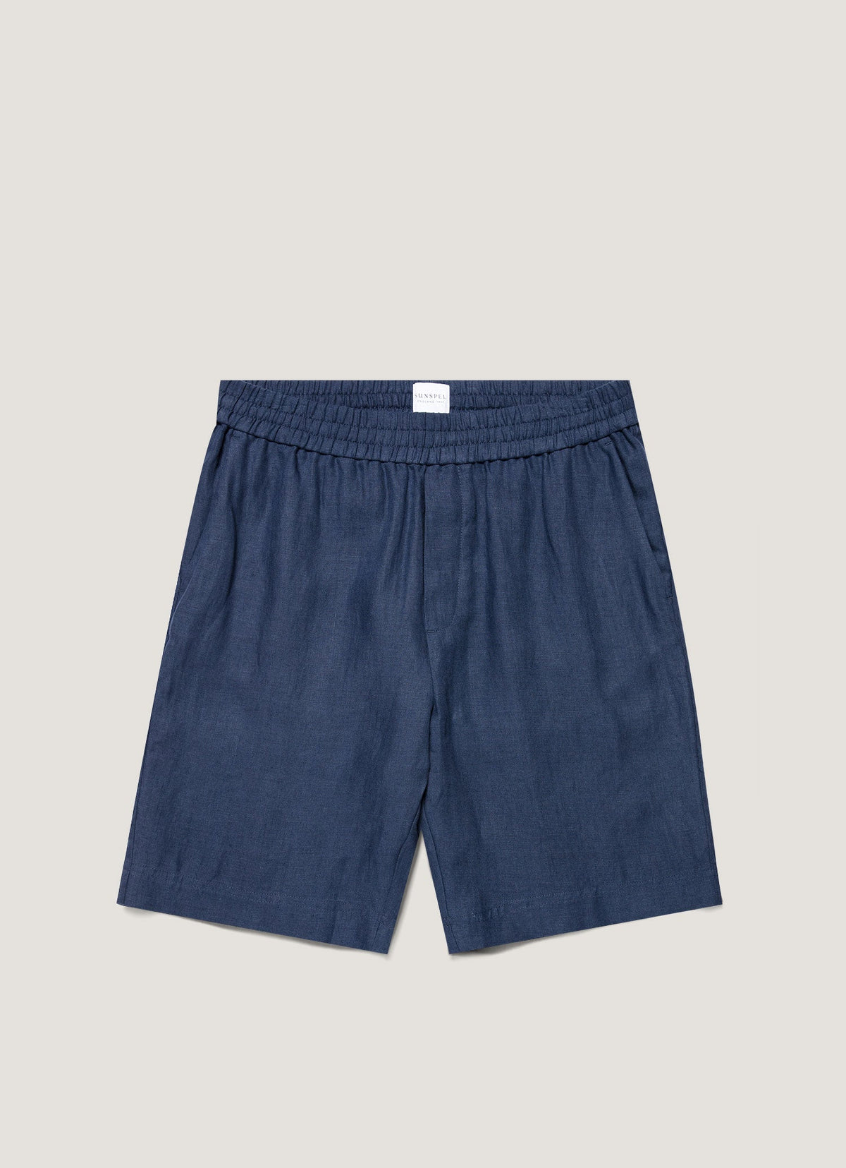 Shorts amples en lin bleu marine avec cordon de serrage, taille élastique, légers, pour l'été.