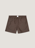 Short de bain mi-long marron foncé avec cordon de serrage, séchage rapide, recyclé
