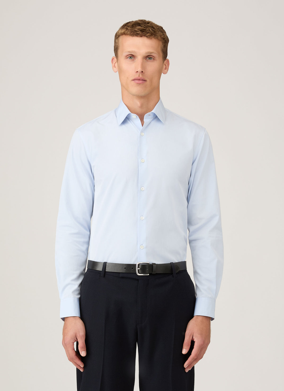 Chemise Habillée Homme Coton Sea Island Manches Longues Bleu Ciel Coupe Classique