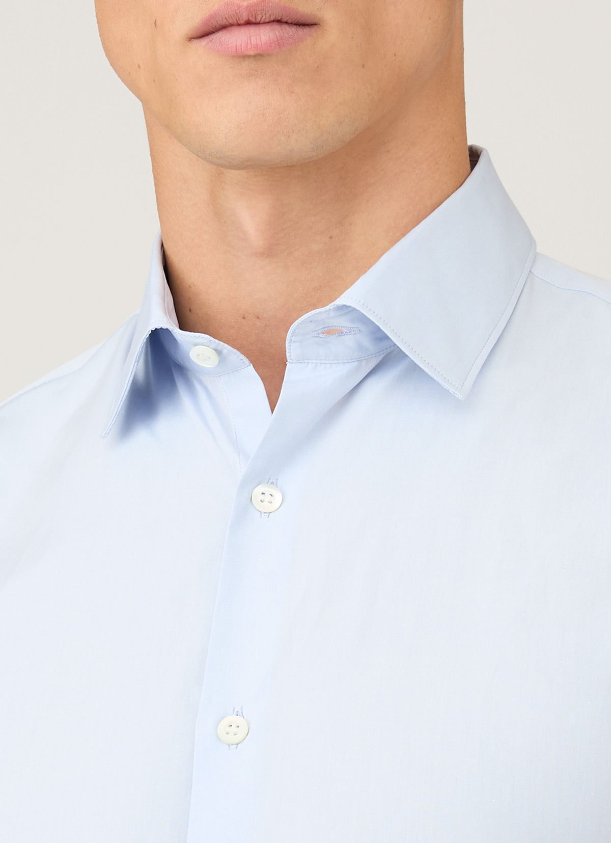 Chemise Habillée Homme Coton Sea Island Manches Longues Bleu Ciel Coupe Classique
