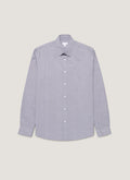 Chemise habillée classique en coton Oxford bleu marine foncé à manches longues et boutonnée