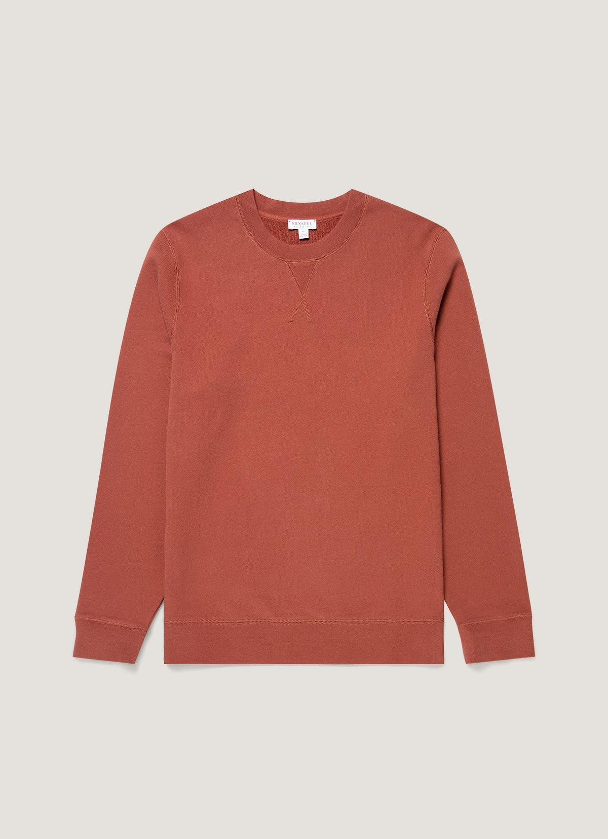 Sweat-shirt ras du cou en coton bouclette pour homme, coloris tabac foncé