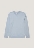 Sweat-shirt col rond homme en molleton de coton bleu ciel, coupe classique