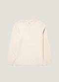 Sweat-shirt col rond en molleton bouclé de coton pour homme, blanc cassé, coupe droite