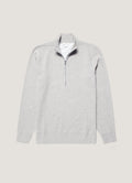 Sweat-shirt en coton bouclette gris chiné à demi-zip Coupe décontractée