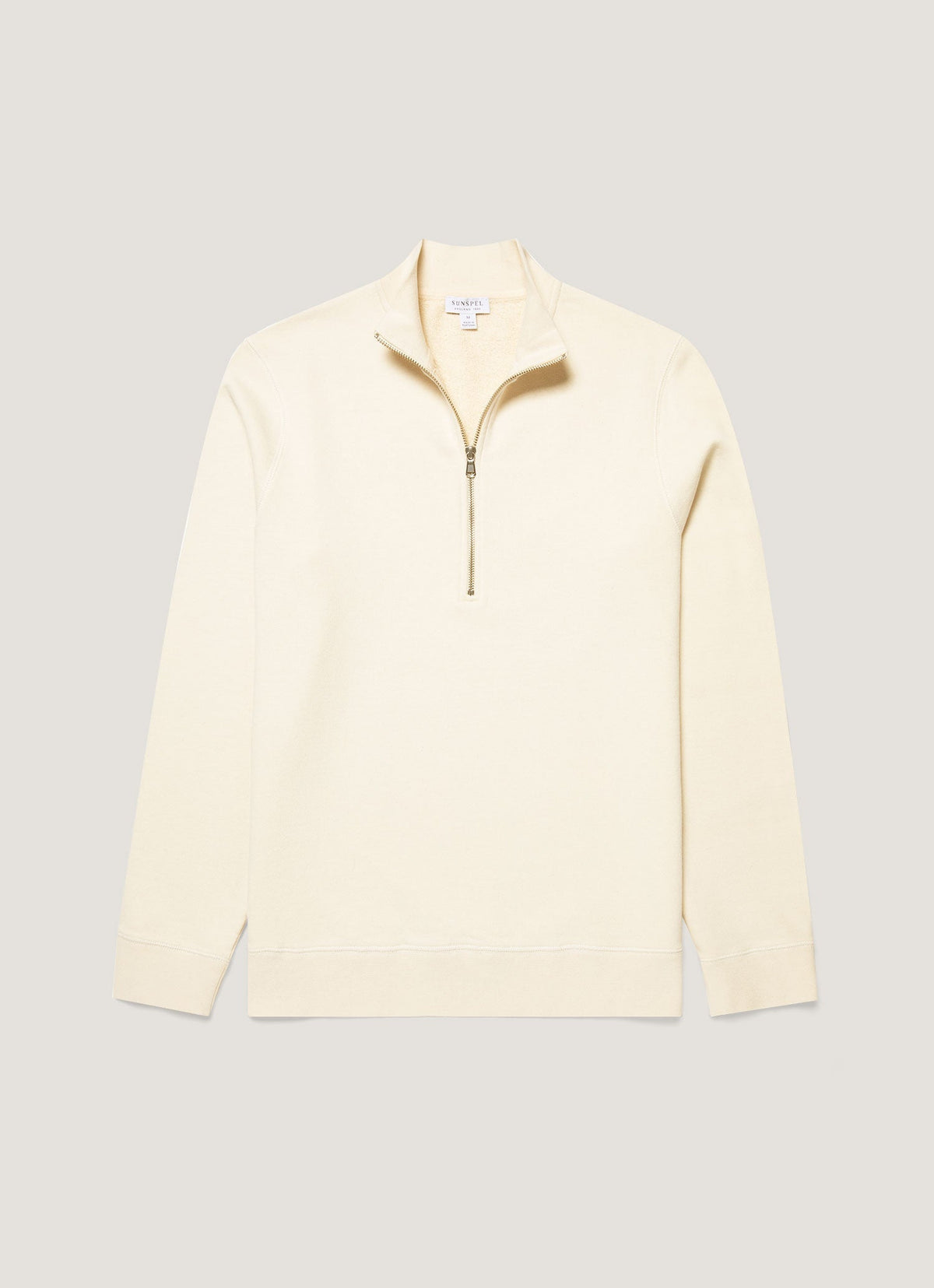 Sweatshirt en coton bouclette pour homme, demi-zip, coupe décontractée, coloris écru naturel