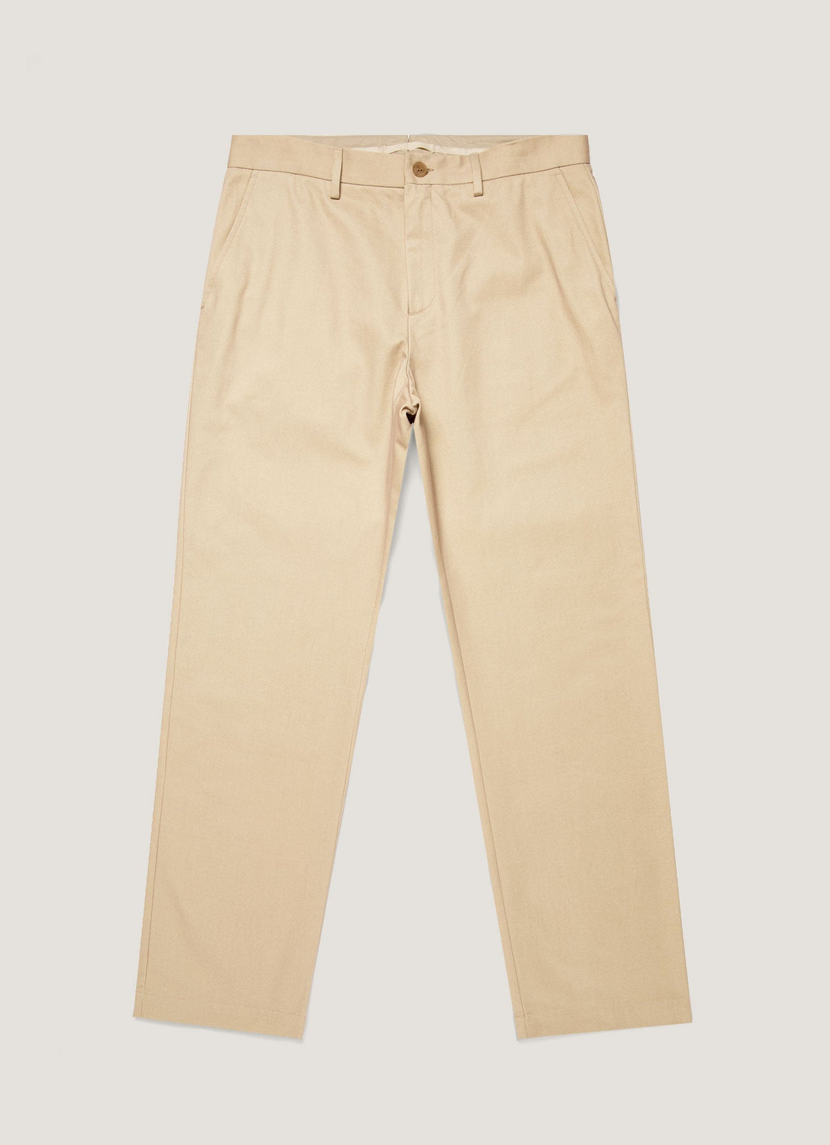 Pantalon Classique en Coton Drill Coupe Droite Beige Pierre Claire