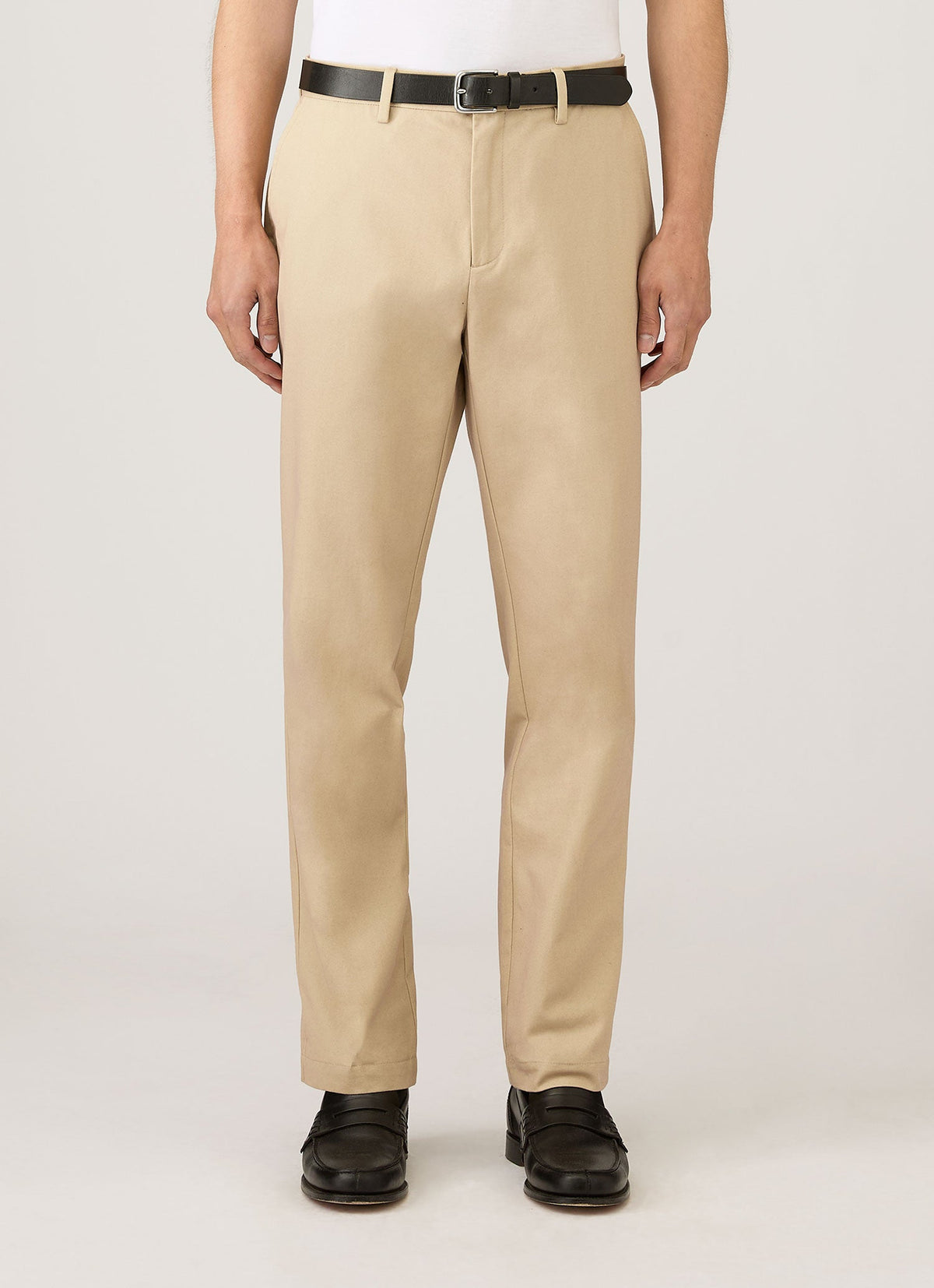 Pantalon Classique en Coton Drill Coupe Droite Beige Pierre Claire