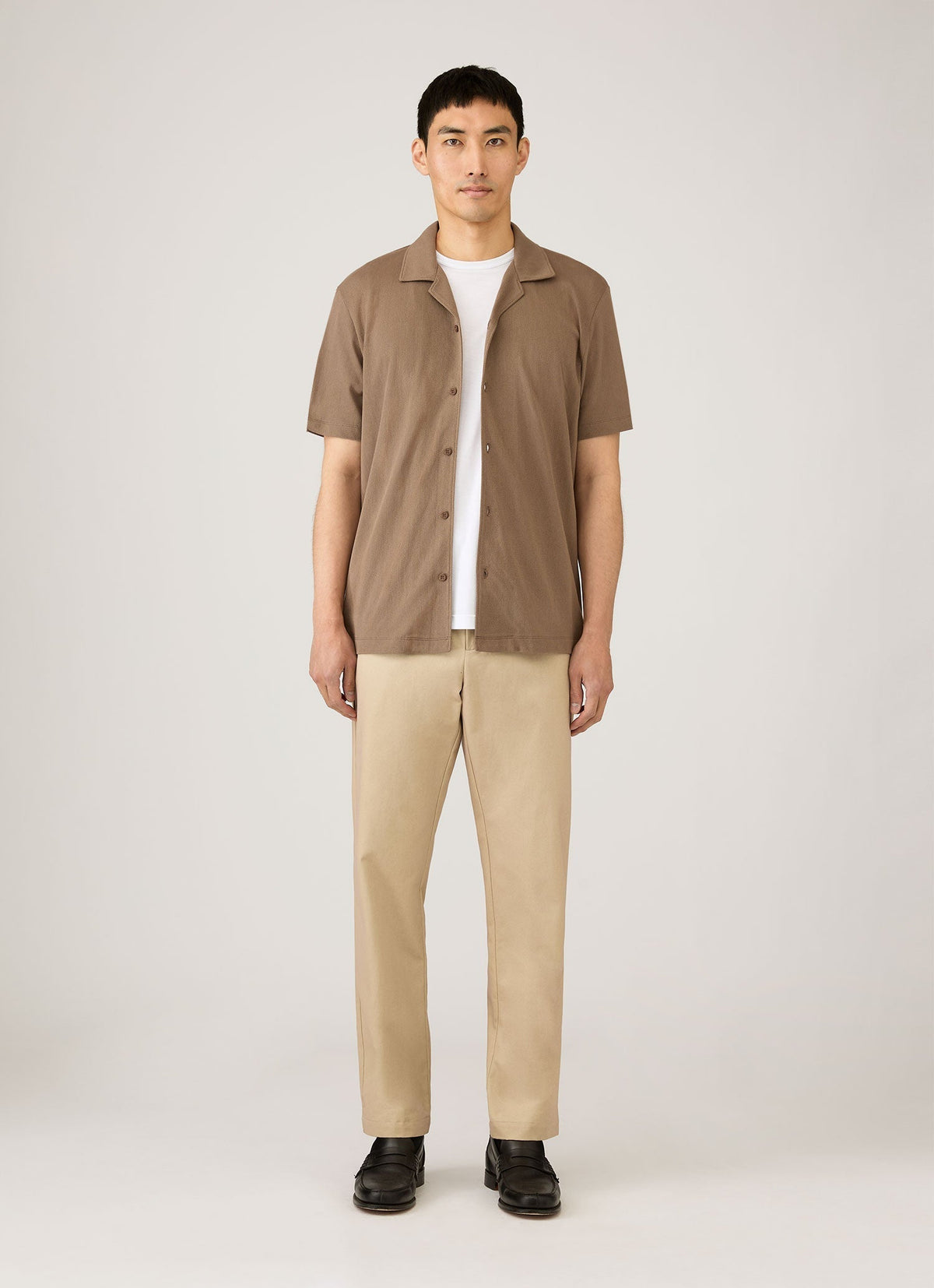 Pantalon Classique en Coton Drill Coupe Droite Beige Pierre Claire