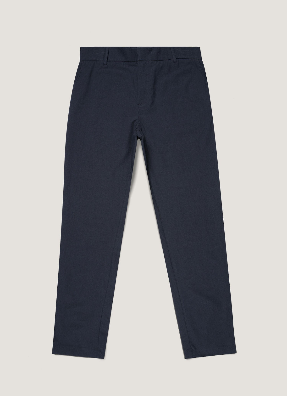 Pantalon ajusté en popeline de coton légère à coupe droite bleu marine pour homme
