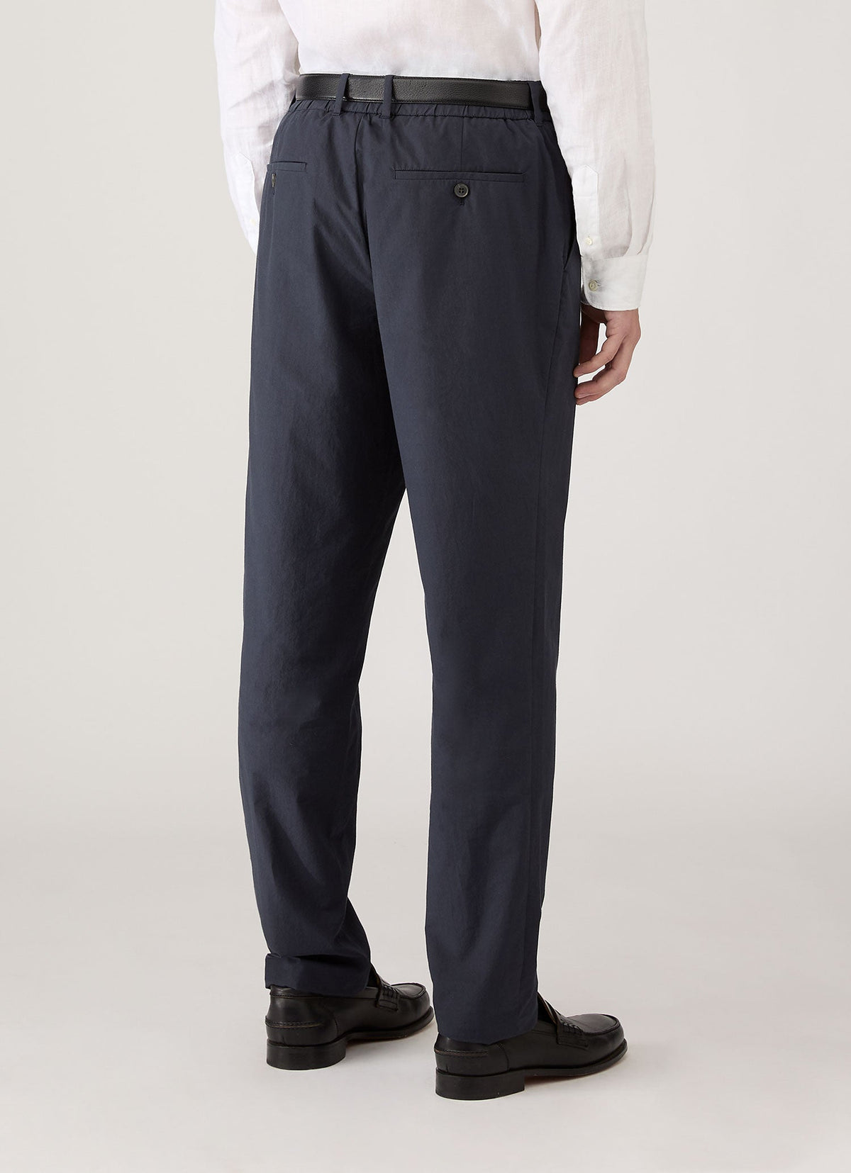 Pantalon ajusté en popeline de coton légère à coupe droite bleu marine pour homme