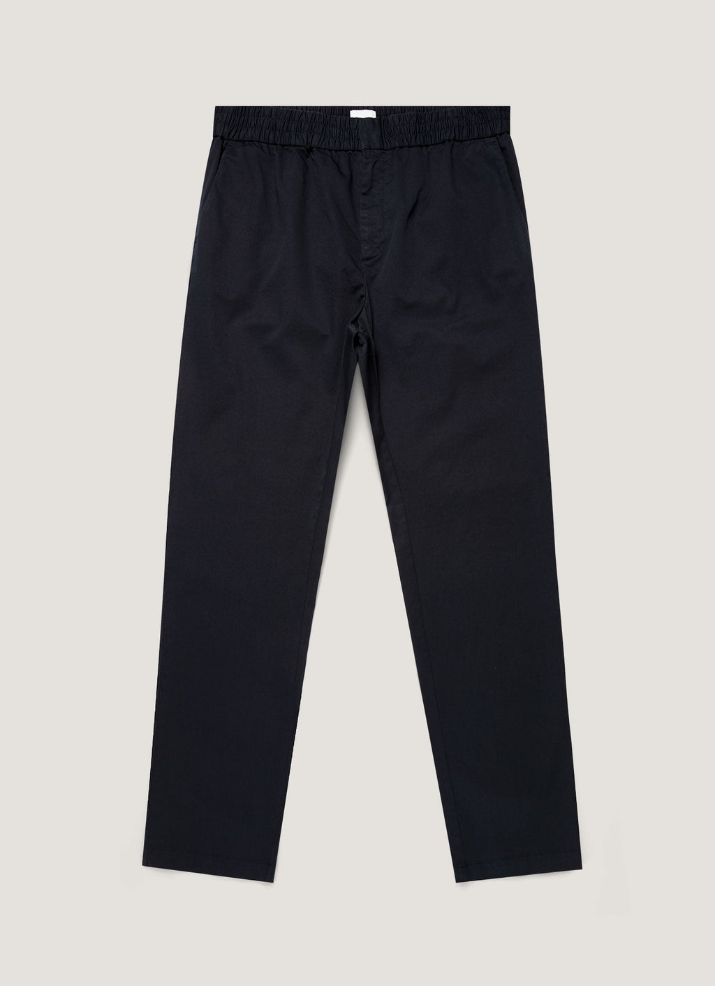 Pantalon en twill de coton à cordon de serrage, coupe droite ajustée, taille mi-haute, bleu marine