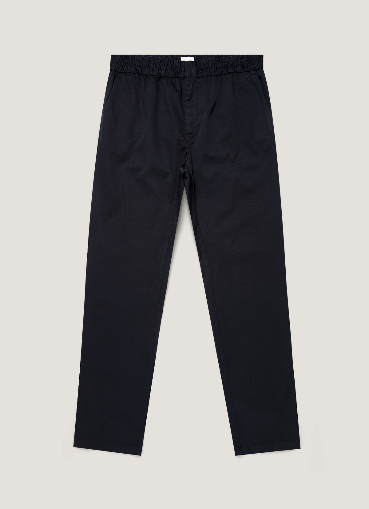 Pantalon en twill de coton à cordon de serrage, coupe droite ajustée, taille mi-haute, bleu marine
