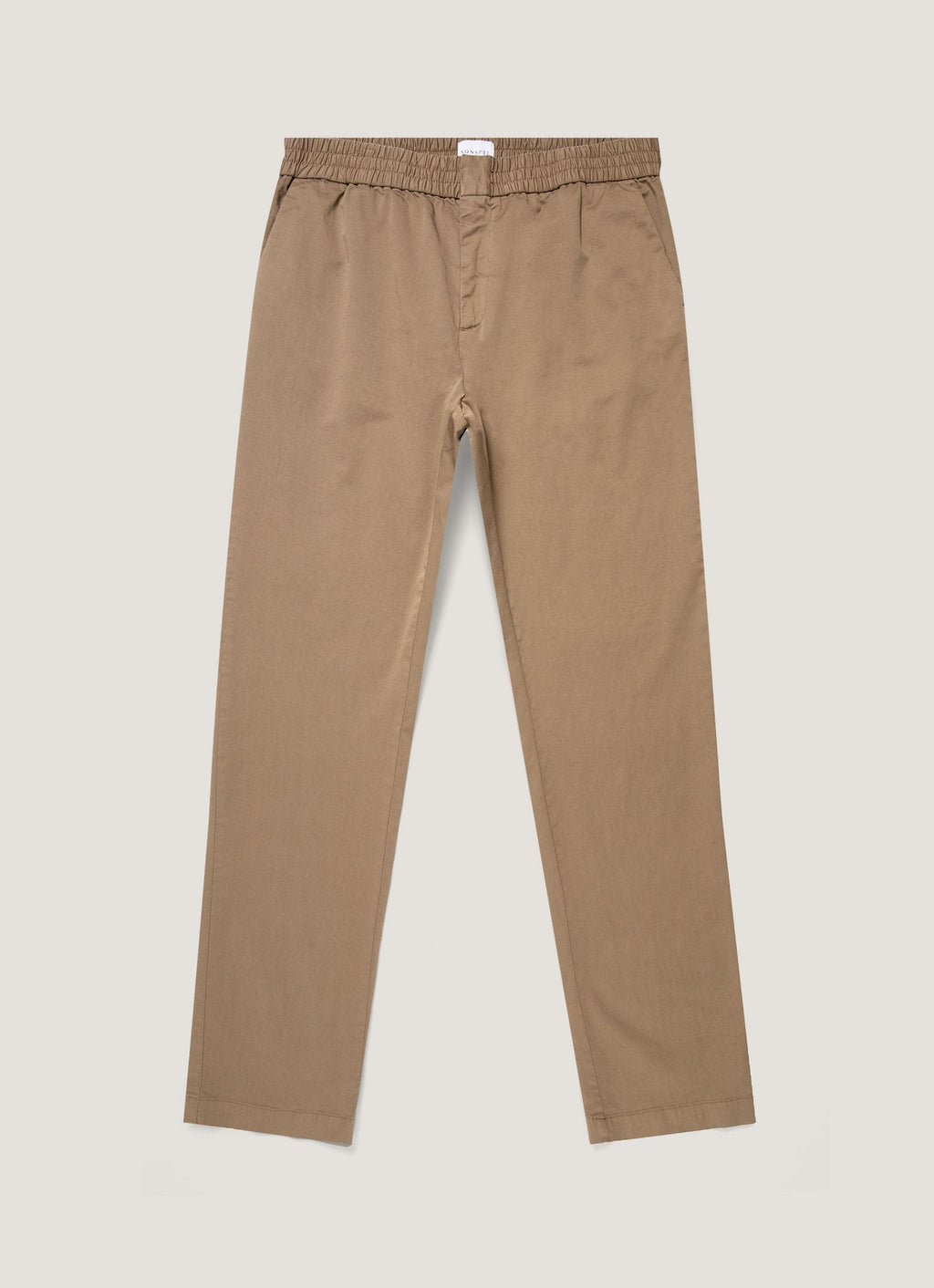 Pantalon de survêtement décontracté en coton à jambe droite avec cordon de serrage, coloris beige pierre