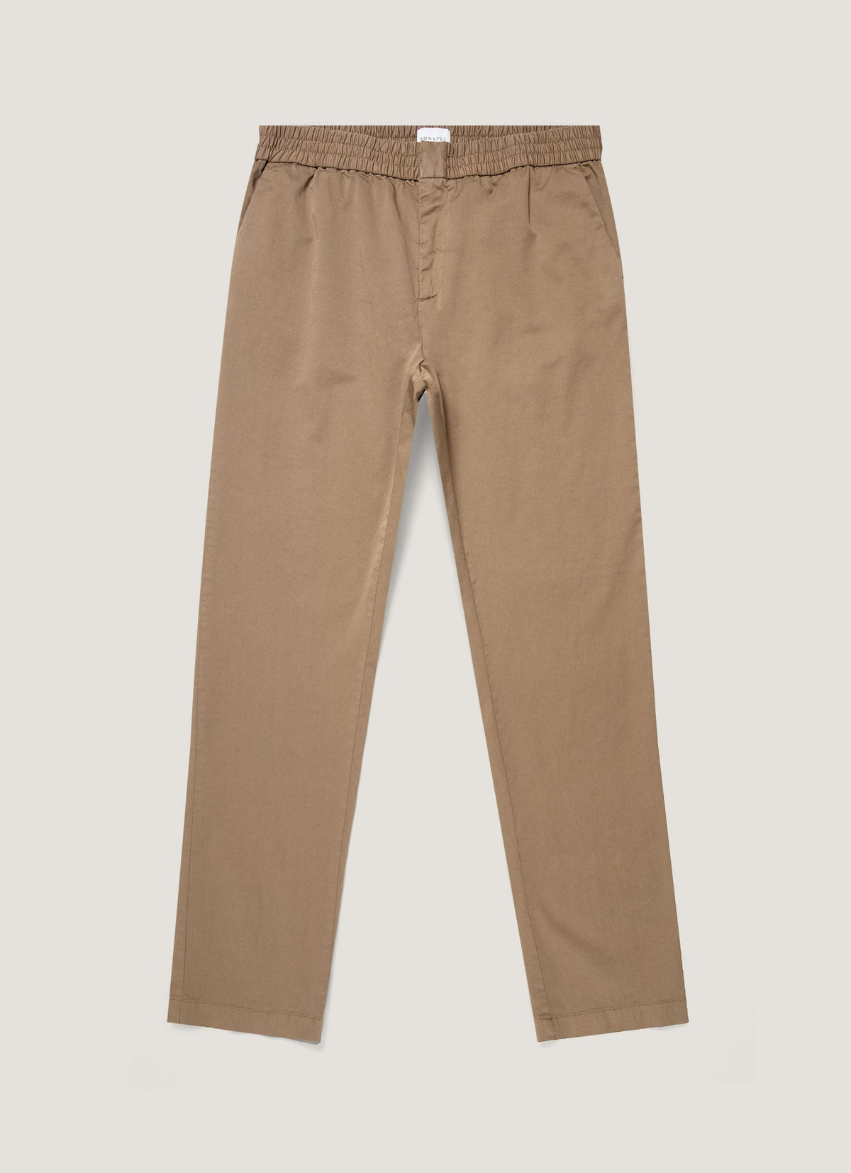 Pantalon de survêtement décontracté en coton à jambe droite avec cordon de serrage, coloris beige pierre