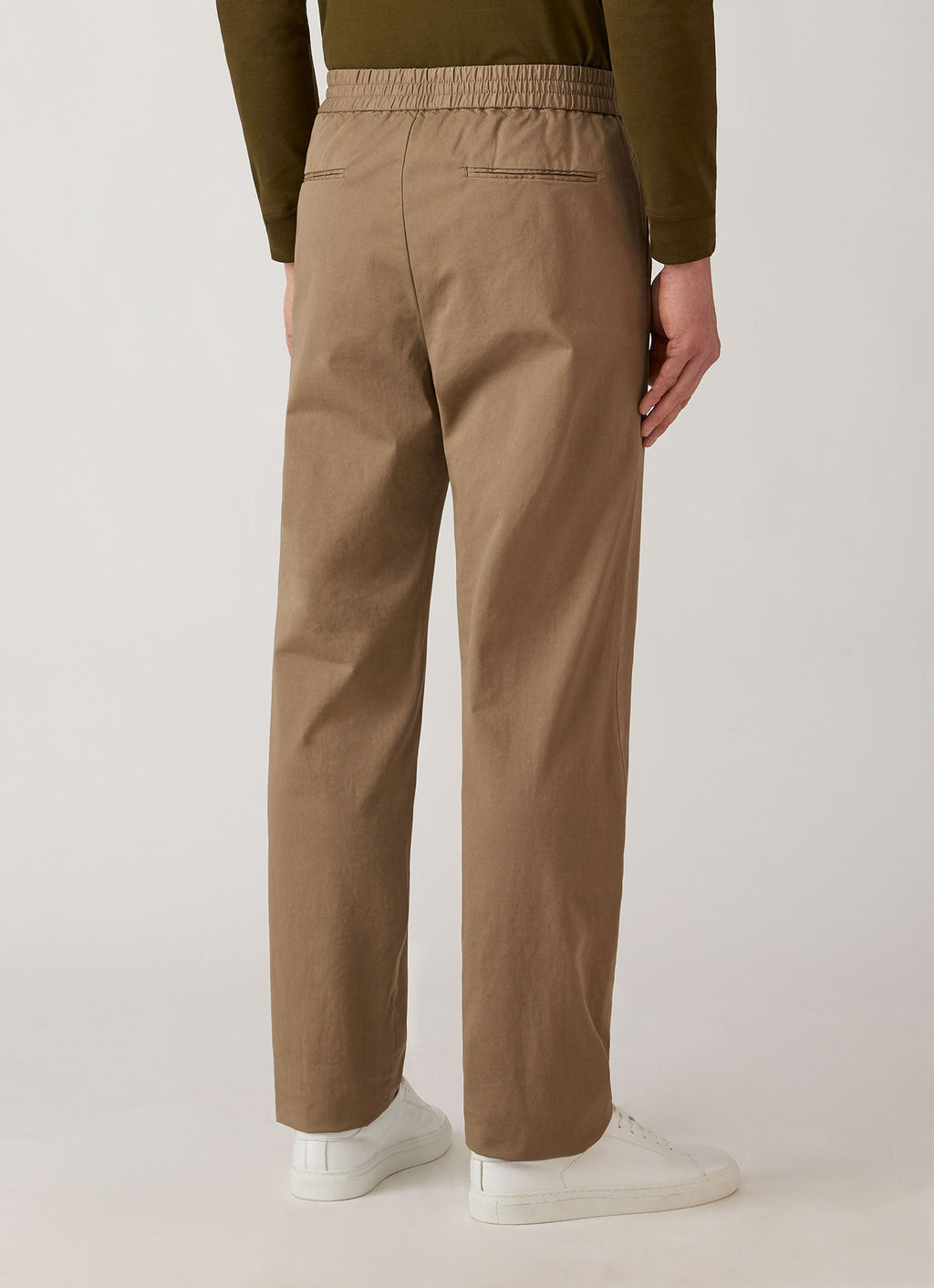 Pantalon de survêtement décontracté en coton à jambe droite avec cordon de serrage, coloris beige pierre