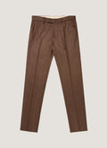 Pantalon en flanelle de laine et cachemire coupe classique marron clair chiné