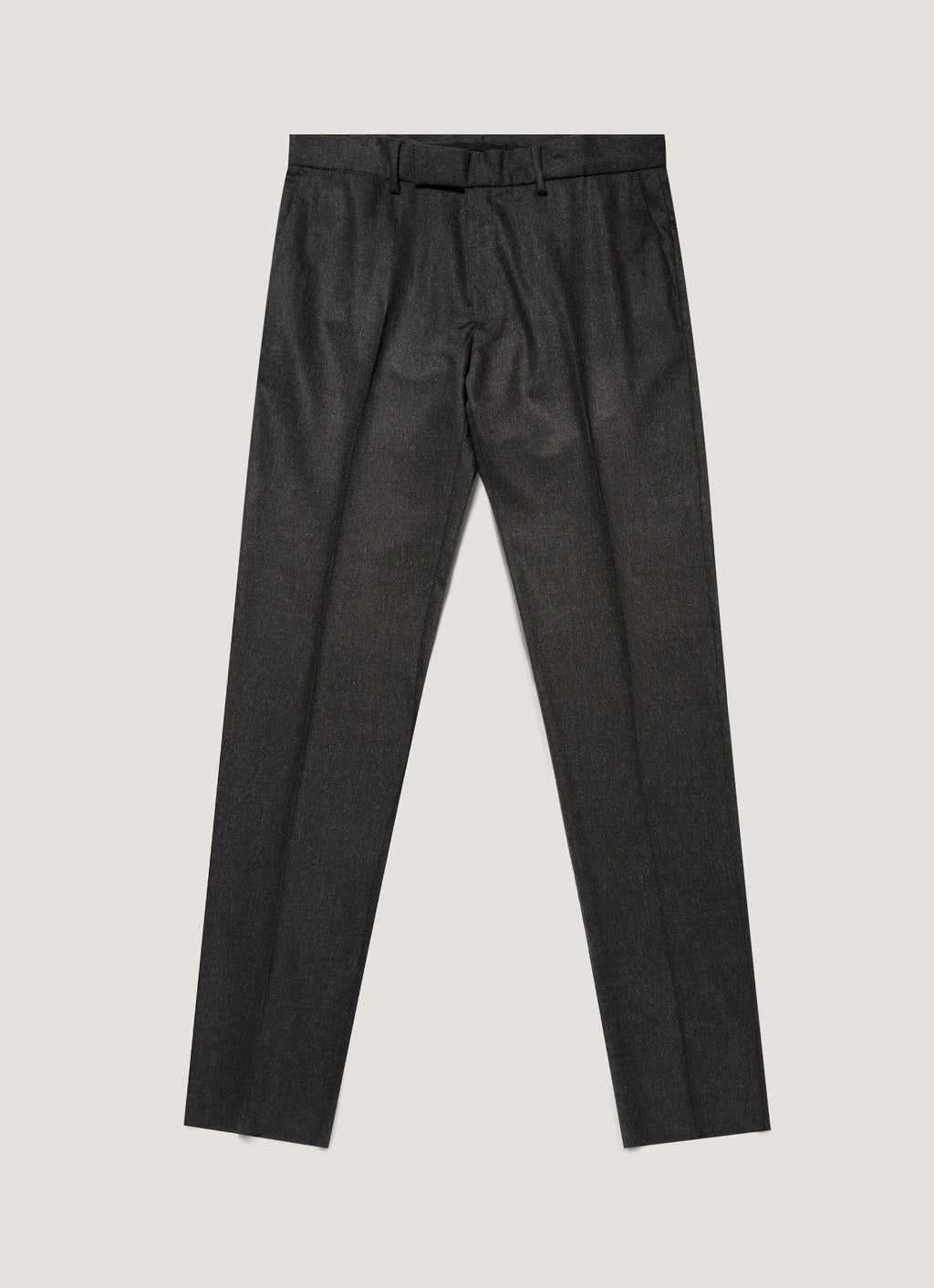 Pantalon droit en flanelle de laine et cachemire mélangé anthracite