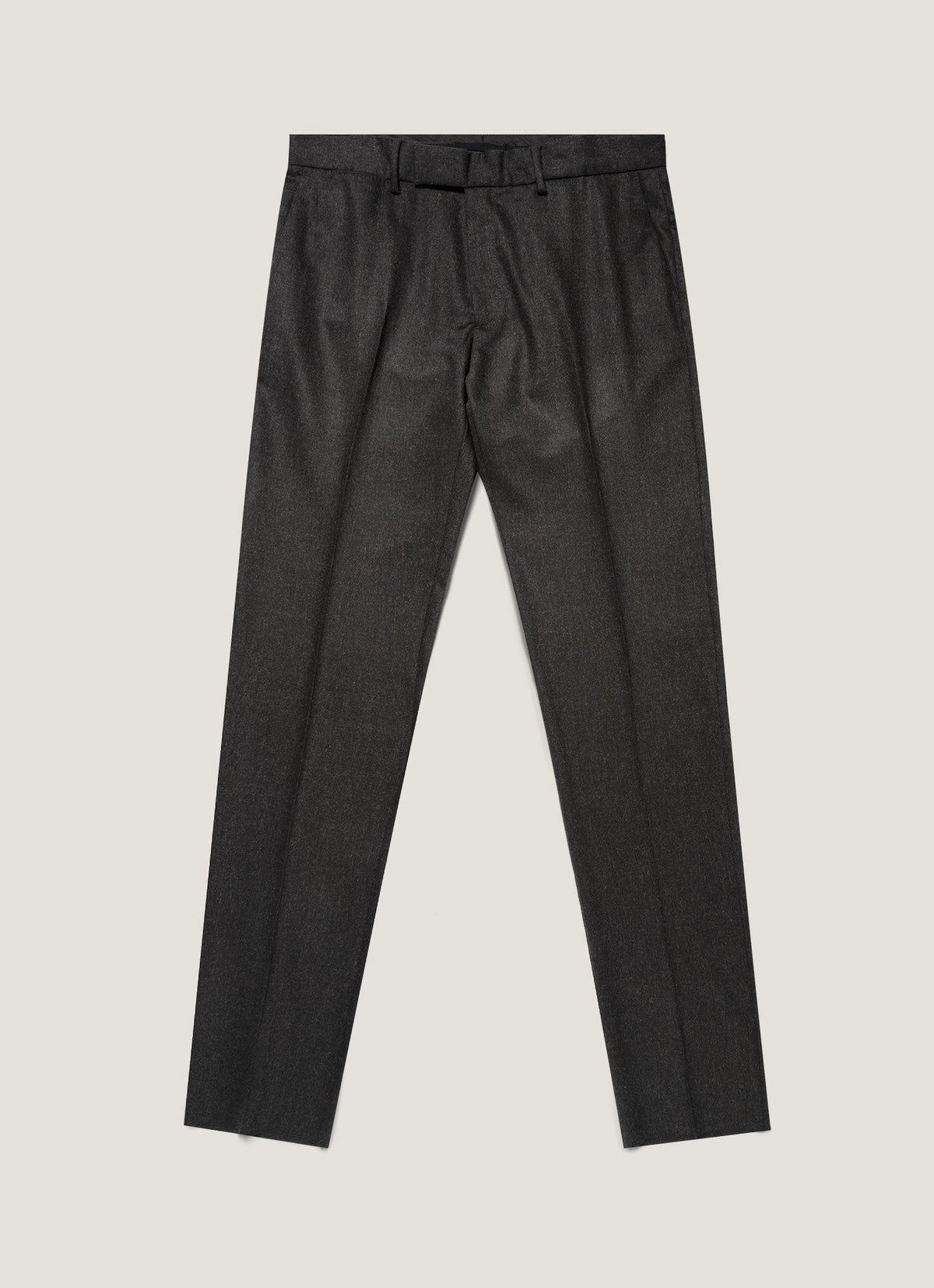Pantalon droit en flanelle de laine et cachemire mélangé anthracite