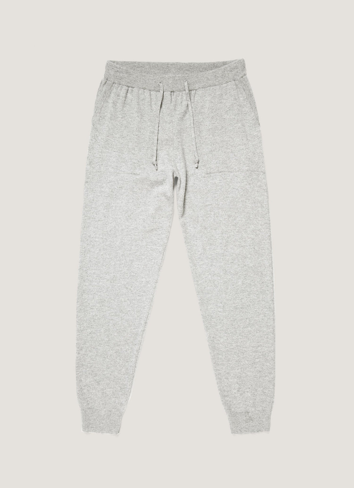 Pantalon de survêtement en maille de cachemire gris chiné à coupe décontractée et cordon de serrage
