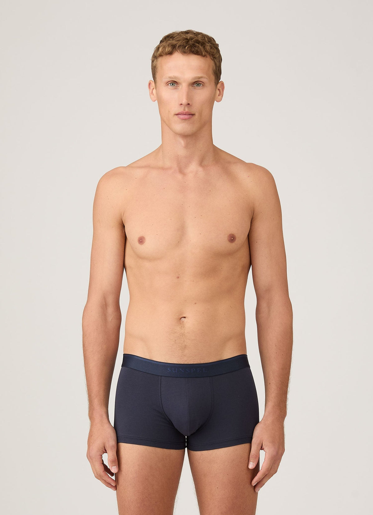 Caleçon court en coton stretch pour homme, bleu marine