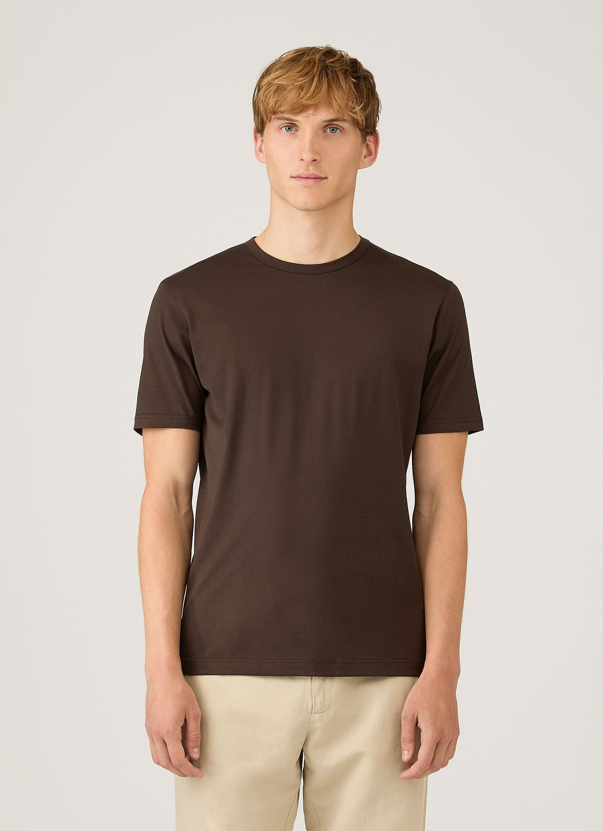 T-shirt en coton à manches courtes coupe slim marron chocolat foncé
